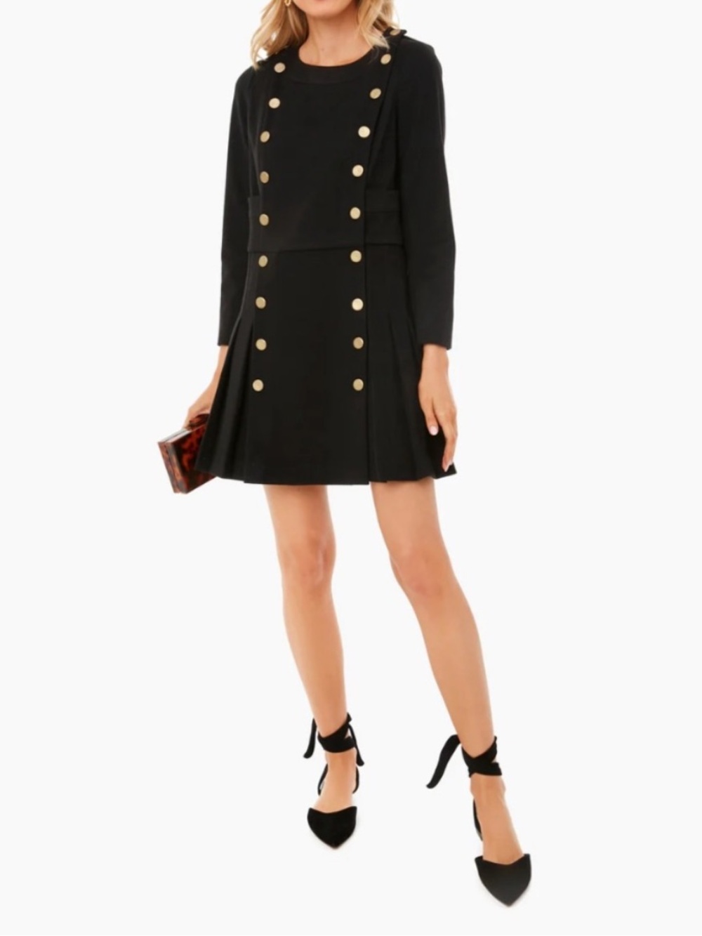 Tuckernuck Black Whitney Dress Gold Buttons Size XXS